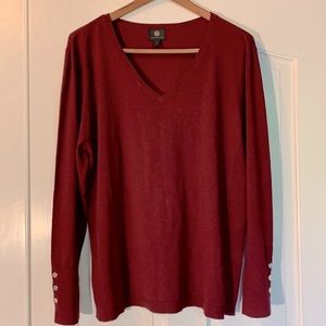 JM Collection Maroon Women's V Neck Sweater Size XL